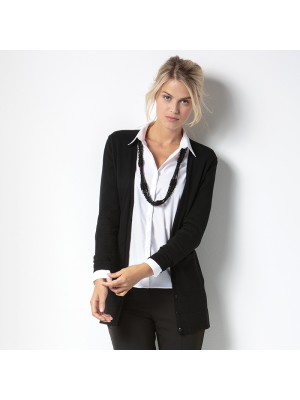 Plain Women's longline v-neck cardigan long sleeve Kustom Kit 12 Gauge